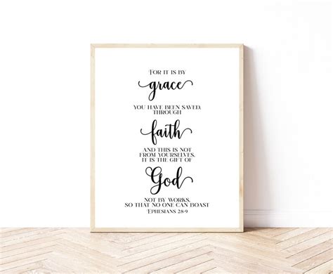 Ephesians 2:8-9 Bible Verse Wall Art Grace Scripture Print - Etsy