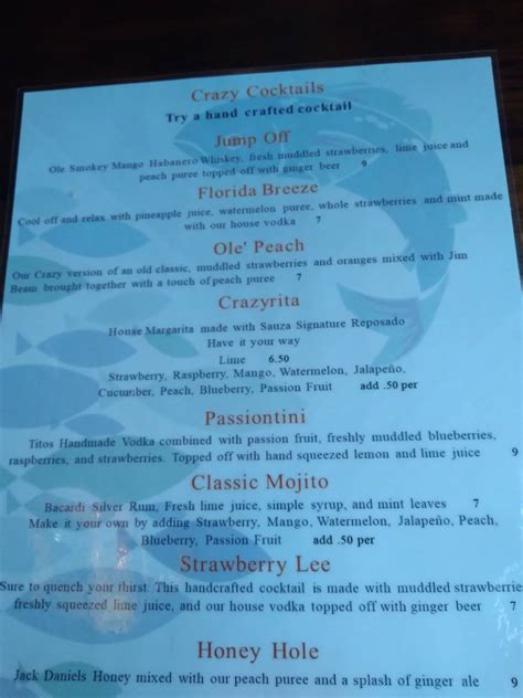 Menu at Crazy Fish Bar And Grill, Lake Wales