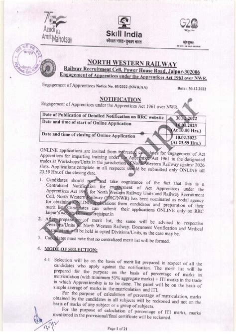 RRC NWR Recruitment 2023 Notification Released For 2026 Post