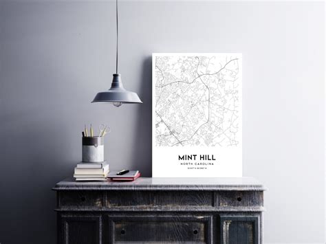 Mint Hill Map Print, Mint Hill Map Poster Wall Art, Nc City Map, North ...