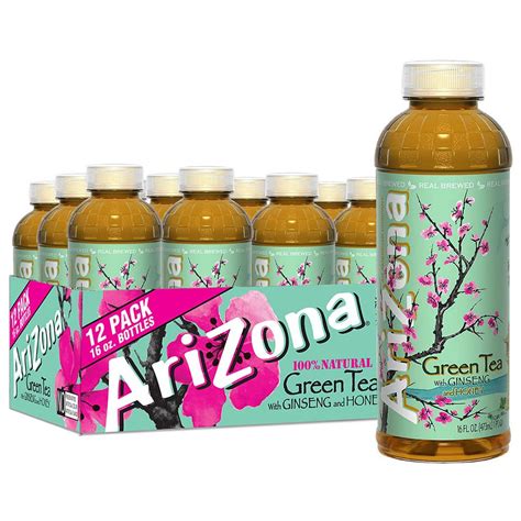 AriZona Green Tea with Ginseng & Honey, 16 Fl Oz (Pack of 12) - Healthystic