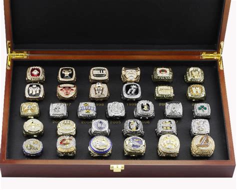 NBA Basketball Championship rings From 1990 to 2020 With Wooden Display Box