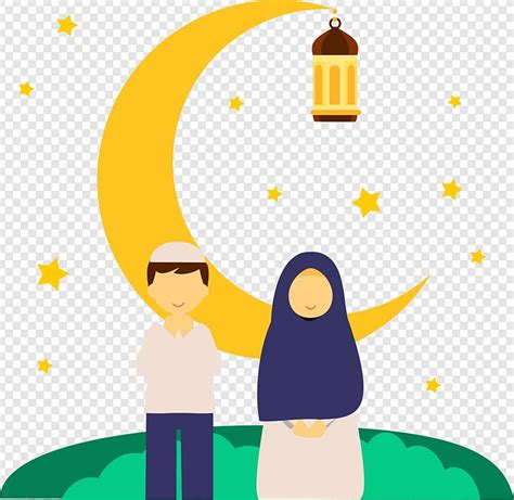 Gambar Pasangan Muslim Ramadan Kareem Kartun Islam Lentera Ramadan PNG Download Gratis ...