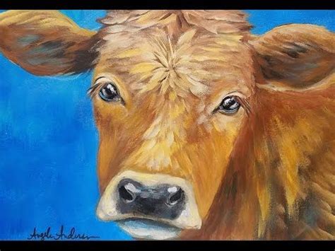 Cow Acrylic Painting Tutorial LIVE Beginner Step by Step Impressionist Lesson - YouTube | Cow ...