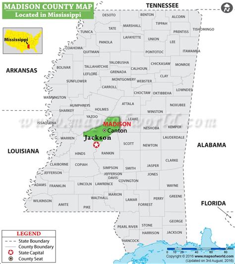 Madison County Map, Mississippi