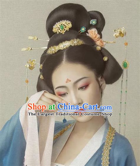 Tang Dynasty Female Emperor Imperial Court Wig and Hair Jewelry Set