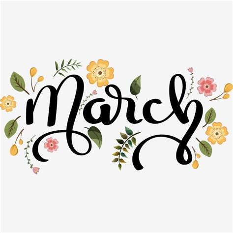 Month Of March Clipart Hd PNG, March Month Text Lettering Decoration ...