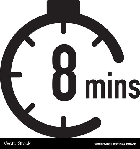 8 minutes timer stopwatch or countdown icon time Vector Image