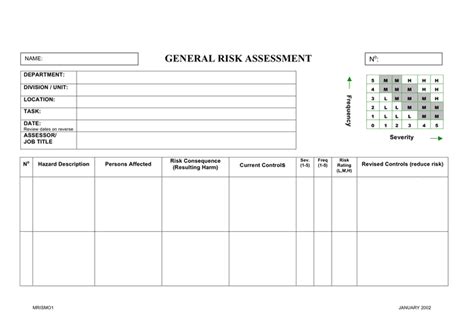 Risk Assessment Template 10 Free Printable Pdf Excel Word Formats Images