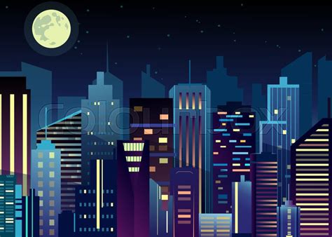 Vector illustration of night urban ... | Stock vector | Colourbox