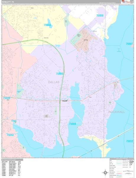 Rowlett Texas Wall Map (Premium Style) by MarketMAPS - MapSales