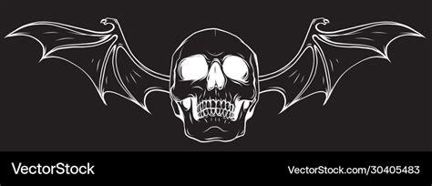 Demon skull with bat wings in black background Vector Image