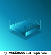 1 Empty Boxing Ring 3D Isometric Model Blue Gradient Clip Art | Royalty Free - GoGraph