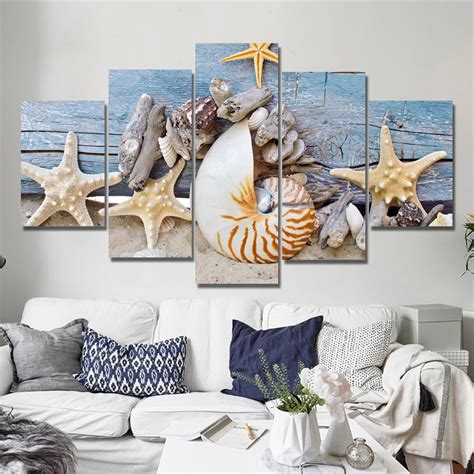 Aliexpress.com : Buy 5 Panels Modern Blue Beach Seascapes Paintings ...