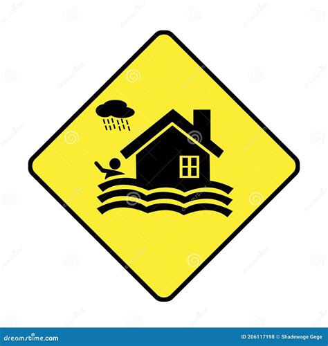 Warning Sign. Flood Warning Signs or Flood Prone Warning Signs Isolated ...