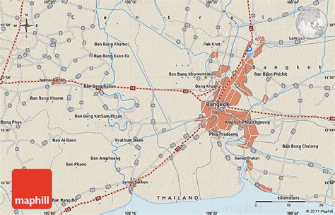 Shaded Relief Map of Nonthaburi