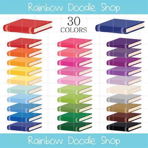 Books Clipart, Colorful Books Clip Art, Rainbow Books Clipart, School Clipart, Library Books ...