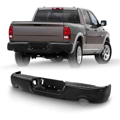 For 2009-2018 Dodge Ram 1500 Black Rear Bumper w Dual Exhaust w/o Parking Sensor - Walmart.com ...