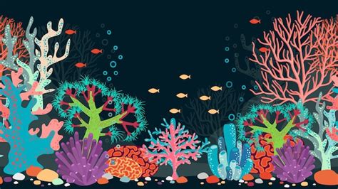 Free Vector | Underwater scene. Ocean and coral, reef and water, fish and nature, animal and bubbles