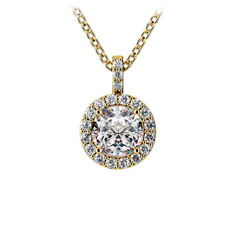 Halo Diamond Solitaire Pendant in Yellow Gold (1 ctw)