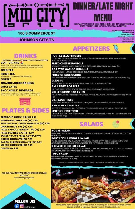 Menu of Mid City Grill in Johnson City, TN 37604