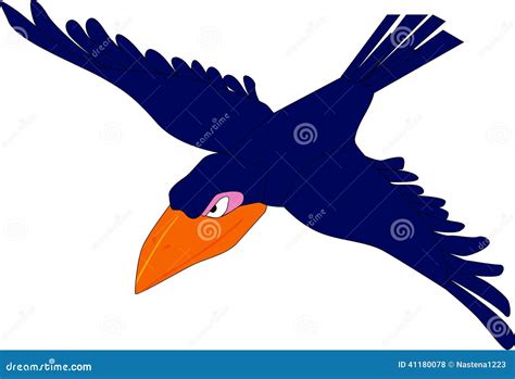 Evil Cartoon Crow. Vector Clip Art Illustration with Simple Stock ...