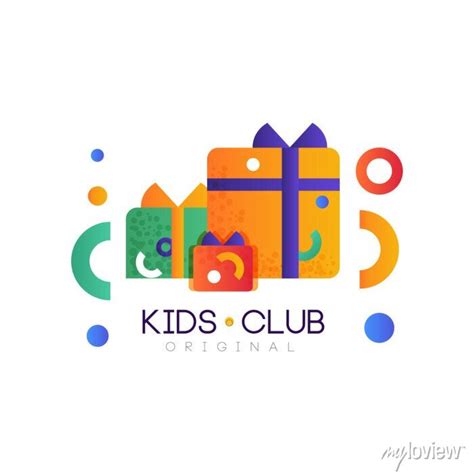 Kids club logo original, colorful creative label template, playground posters for the wall ...