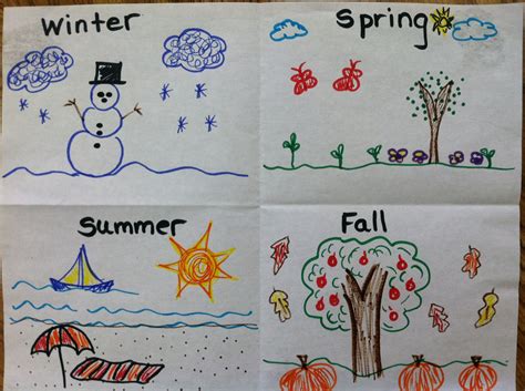 Seasons drawings on paper folded into fourths | Easy drawings, Drawings ...