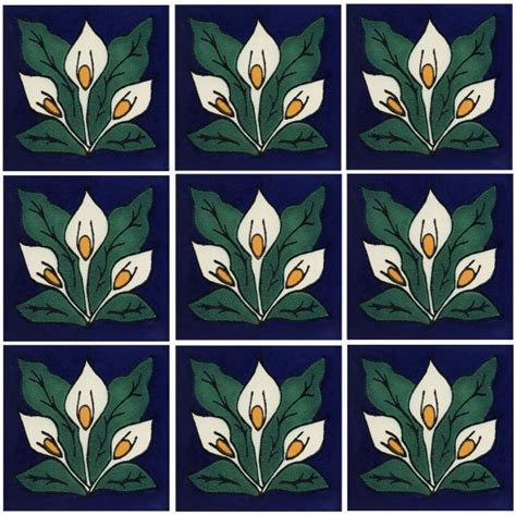 Mexican Talavera Ceramic Tiles Talavera Handcrafted Lilies3 | Etsy