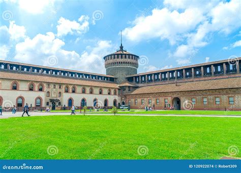 Square Inside Sforza Castle Castello Sforzesco. Editorial Stock Image ...