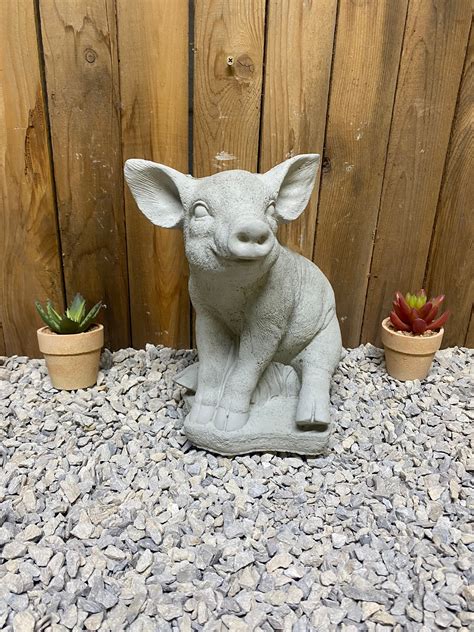 12lbs pig concrete statue indoor/ outdoor home and garden decor, free shipping made in the USA