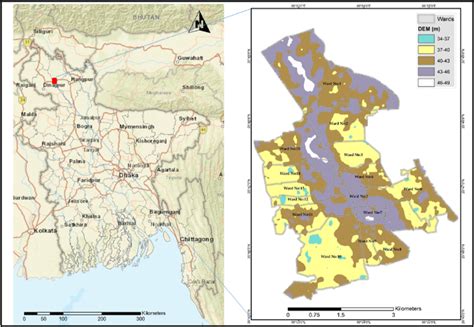 Study area representing Saidpur Municipality (on right) in the Dinajpur ...