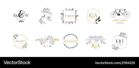 Wedding logos hand drawn elegant monogram Vector Image