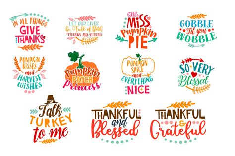 Thanksgiving Bundle: 46 Thanksgiving Quotes in SVG, DXF, CDR, EPS, AI ...