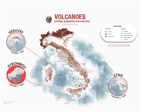 Volcanoes of Italy (actives, quiescents and extincts) on Behance