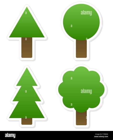 Different tree shapes isolated vector illustration. Tree, forest, nature Stock Photo - Alamy