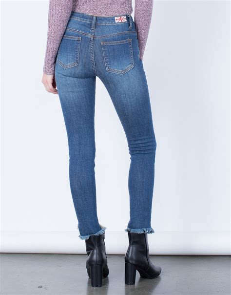 All About Distressed Skinny Jeans - Destroyed Blue Denim Jeans – 2020AVE