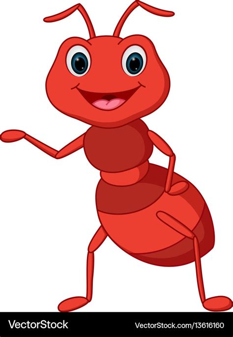 Happy ant cartoon presenting Royalty Free Vector Image