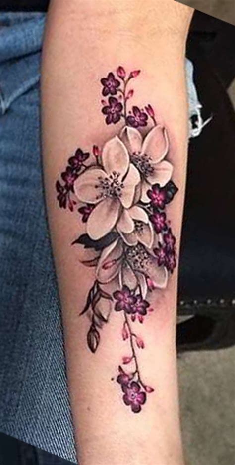 Colorful Tropical Flower Forearm Tattoo Ideas for Women - Traditional Wild Floral Arm Tat - ww ...