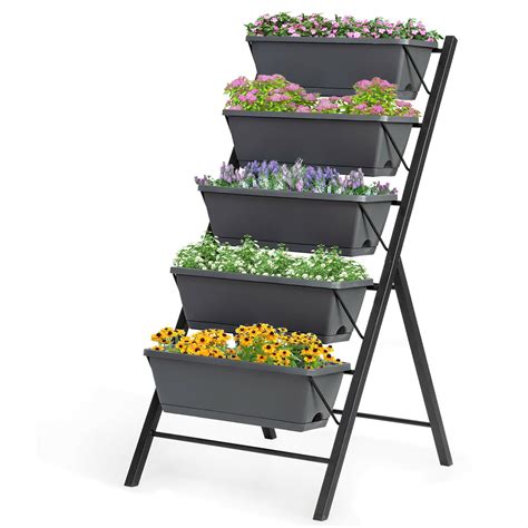 Costway 4 FT Vertical Raised Garden Bed 5-Tier Planter Box for Patio ...