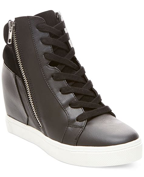 Steve Madden Lagoon High Top Wedge Sneakers in Black - Lyst