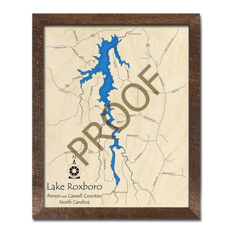 Lake Roxboro NC 3D Wood Map Custom Nautical Chart Unique | Etsy