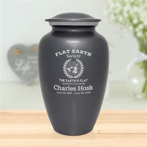 Flat Earth Society Cremation Urn - Gunmetal Gray - Green Meadow Memorials