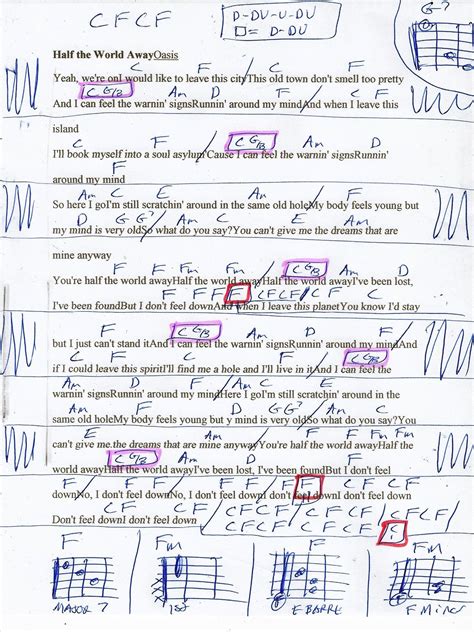 Half The World Away (Oasis) Guitar Chord Chart | Guitar chord chart, Guitar chords, Chord oasis