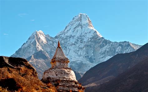 Wallpaper Himalaia, Ama Dablam, Temple HD: Widescreen: Alta definição ...