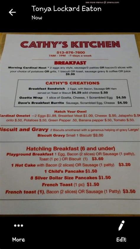 Online Menu of Cathy's kitchen Restaurant, Felicity, Ohio, 45120 - Zmenu