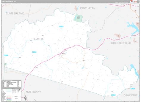 Amelia County, VA Wall Map Premium Style by MarketMAPS - MapSales