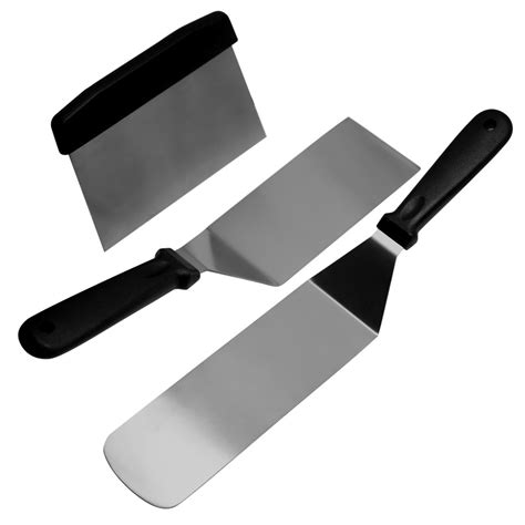 3piece Stainless Steel Flat-Top Spatula and Scraper Kitchen Set ...