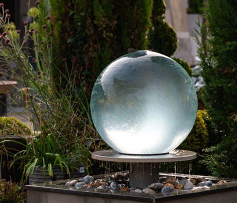 Glass Effect Acrylic Garden Water Feature with 45 cm Modern Sphere on ...