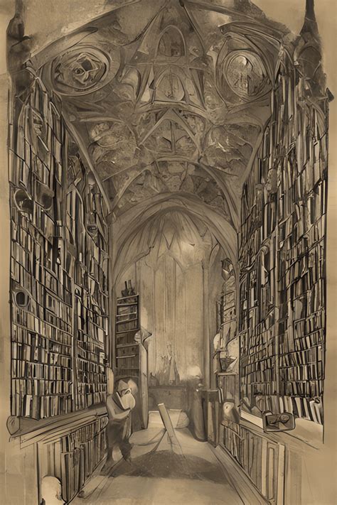 Gothic Library Interior · Creative Fabrica